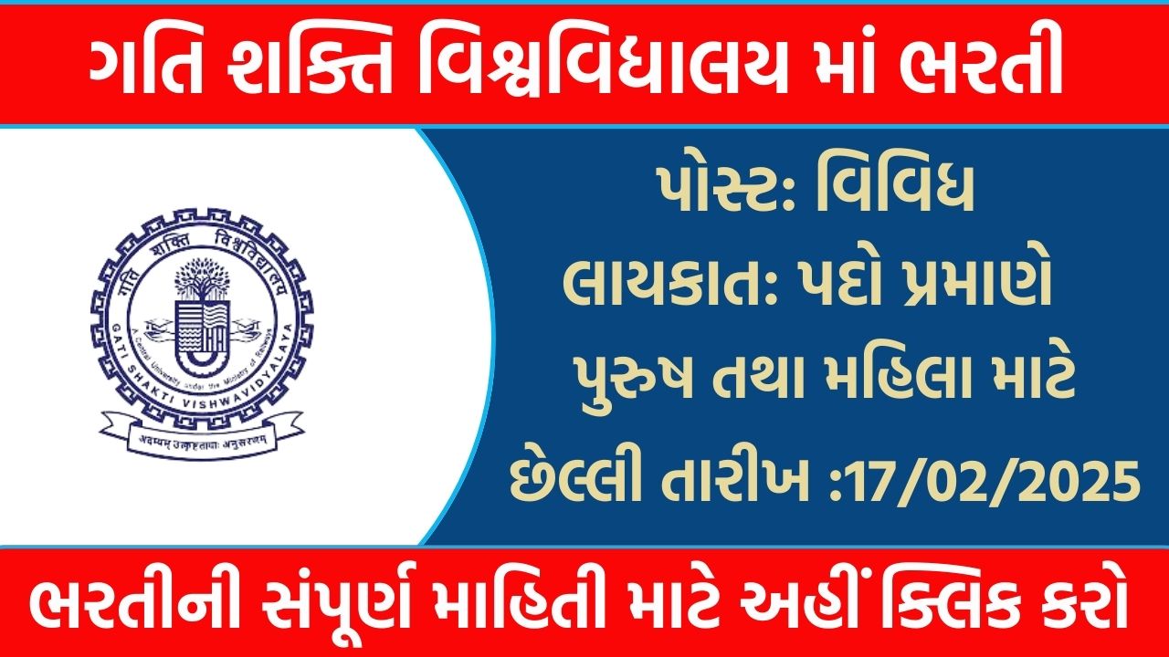 Gati Shakti Vishwavidyalaya Recruitment 2025